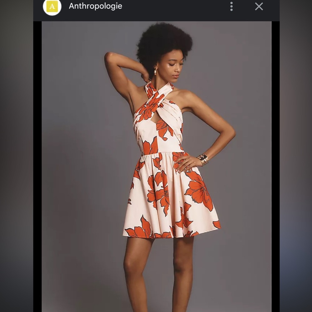 Hutch Floral Strapless Dress in Cream and Orange